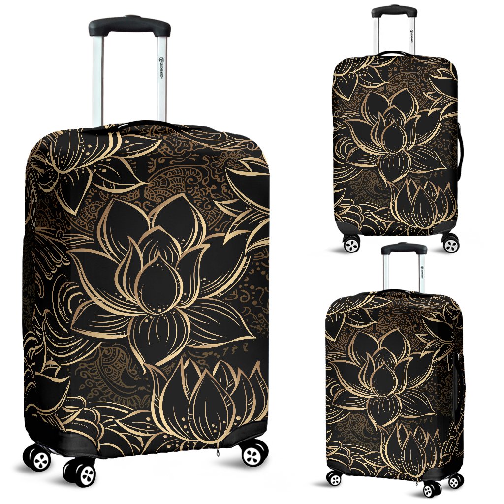 Lotus Gold Mandala Design Themed Luggage Cover Protector