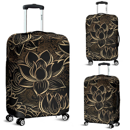 Lotus Gold Mandala Design Themed Luggage Cover Protector