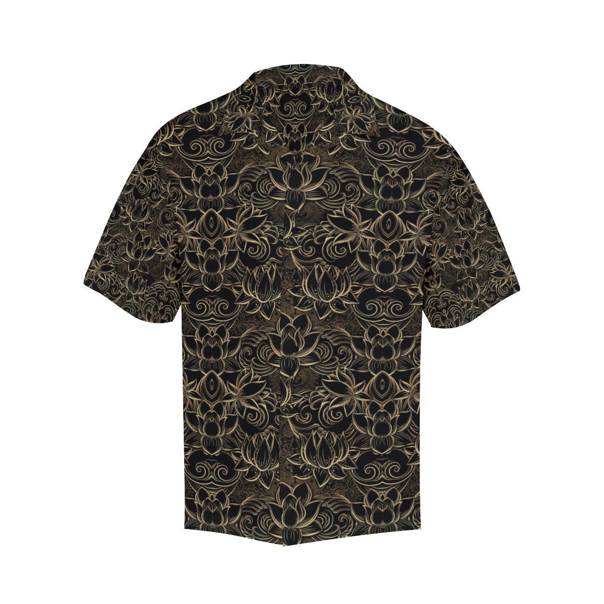 Lotus Gold Mandala Design Themed Men Aloha Hawaiian Shirt