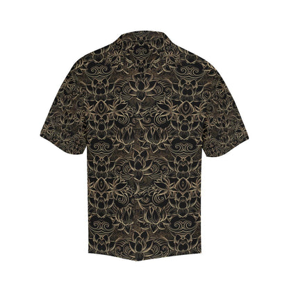 Lotus Gold Mandala Design Themed Men Aloha Hawaiian Shirt