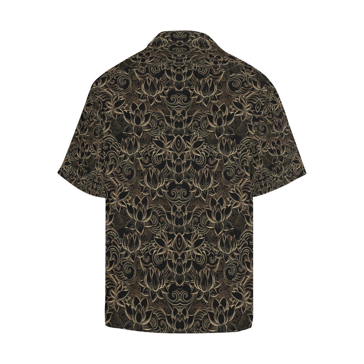 Lotus Gold Mandala Design Themed Men Aloha Hawaiian Shirt