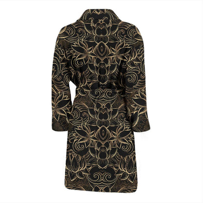 Lotus Gold Mandala Design Themed Men Bath Robe-JTAMIGO.COM