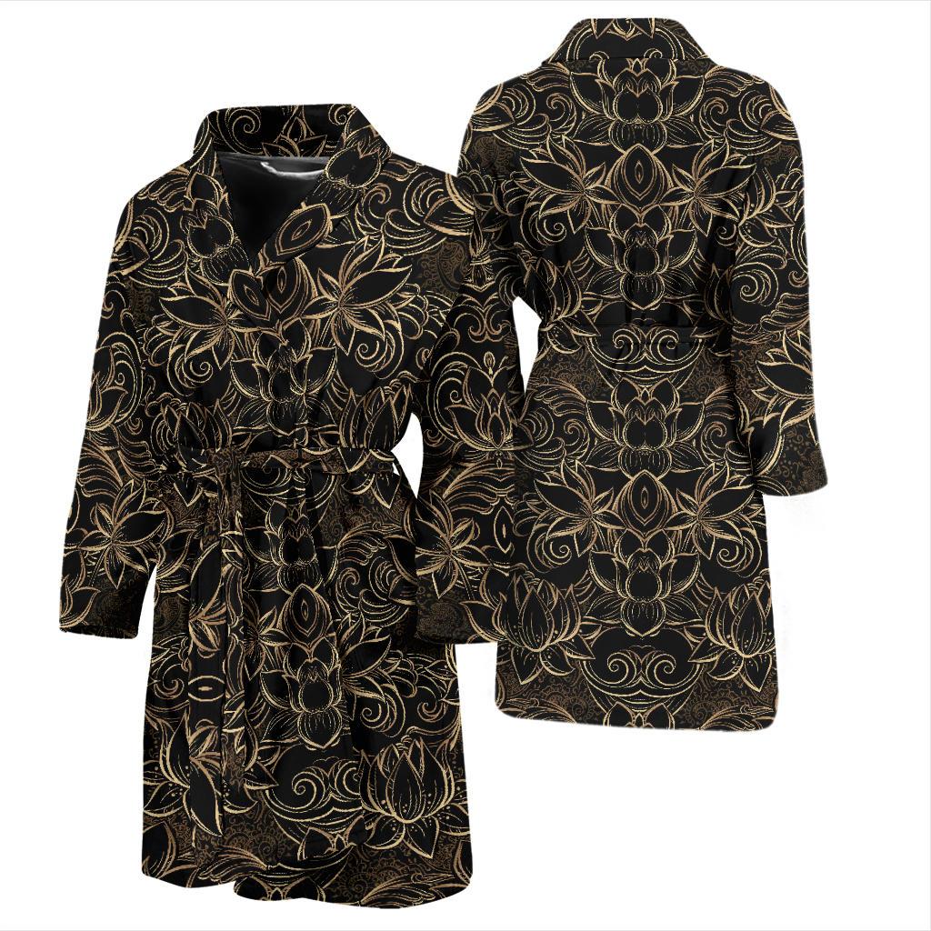 Lotus Gold Mandala Design Themed Men Bath Robe-JTAMIGO.COM