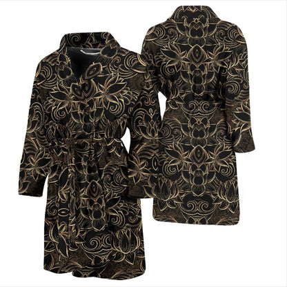 Lotus Gold Mandala Design Themed Men Bath Robe-JTAMIGO.COM