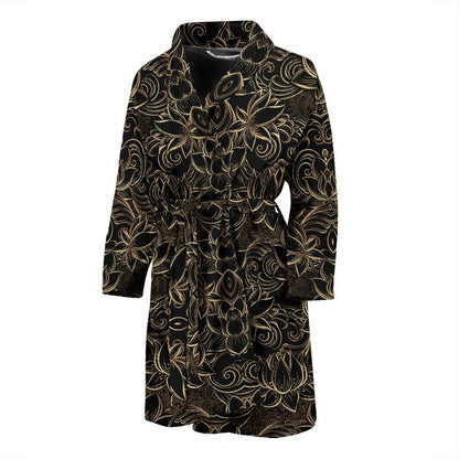 Lotus Gold Mandala Design Themed Men Bath Robe-JTAMIGO.COM