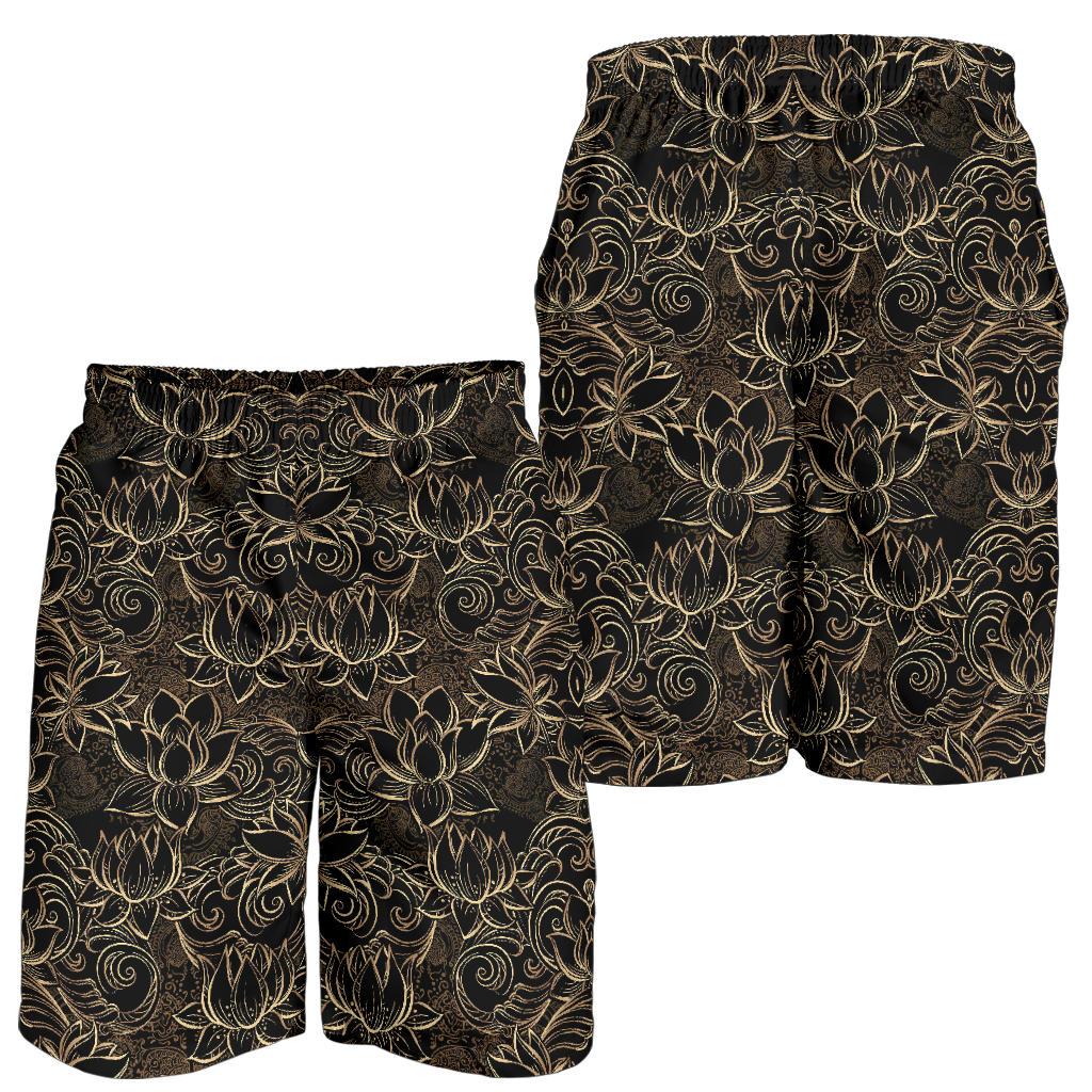 Lotus Gold Mandala Design Themed Mens Shorts-JTAMIGO.COM