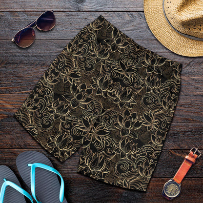 Lotus Gold Mandala Design Themed Mens Shorts-JTAMIGO.COM