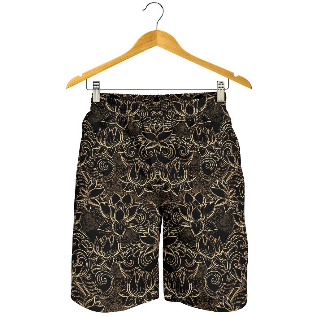 Lotus Gold Mandala Design Themed Mens Shorts-JTAMIGO.COM