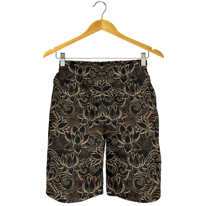 Lotus Gold Mandala Design Themed Mens Shorts-JTAMIGO.COM