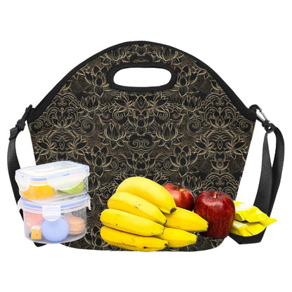 Lotus Gold Mandala Design Themed Neoprene Lunch Bag (Model 1669)(Large)-JTAMIGO.COM