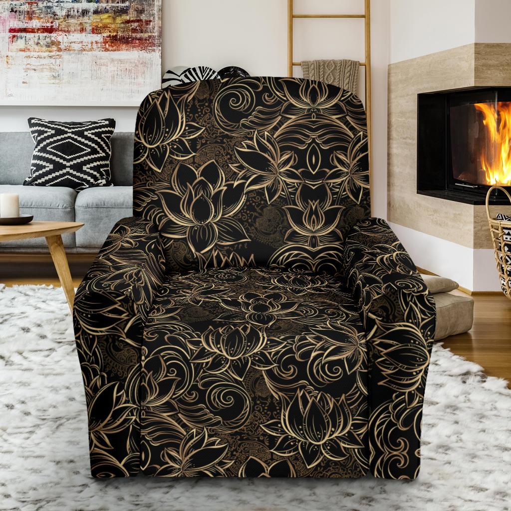 Lotus Gold Mandala Design Themed Single Sofa Slipcover -JTAMIGO.COM