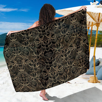 Lotus Gold Mandala Design Themed Sarong Pareo Wrap