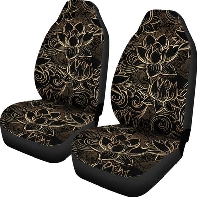 Lotus Gold Mandala Design Themed Universal Fit Car Seat Covers