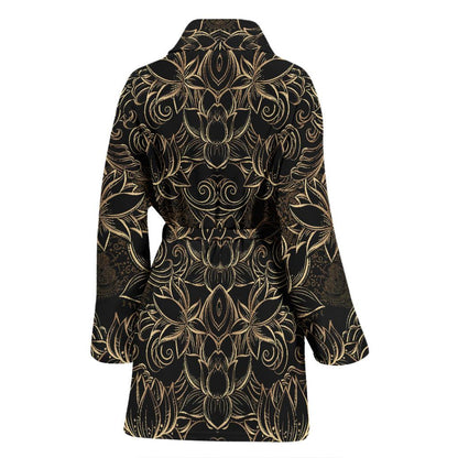 Lotus Gold Mandala Design Themed Women Bath Robe-JTAMIGO.COM