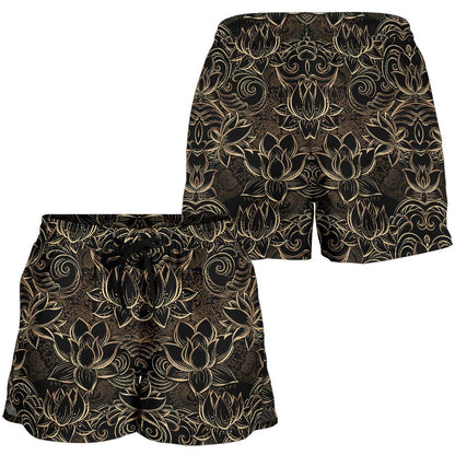 Lotus Gold Mandala Design Themed Women Shorts-JTAMIGO.COM