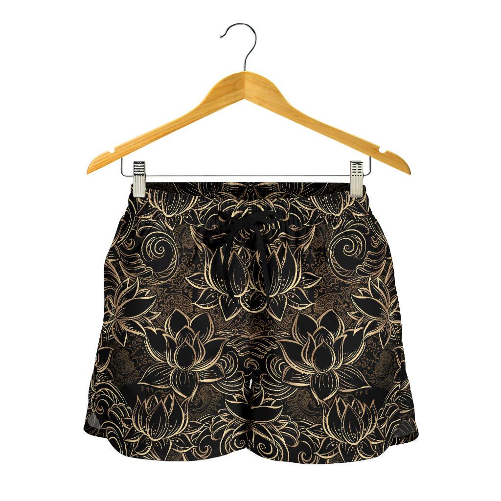 Lotus Gold Mandala Design Themed Women Shorts-JTAMIGO.COM