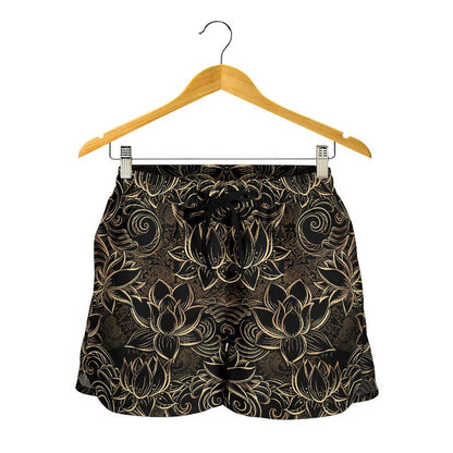 Lotus Gold Mandala Design Themed Women Shorts-JTAMIGO.COM