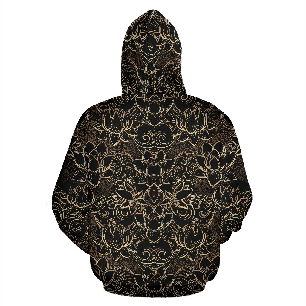 Lotus Gold Mandala Design Themed Zip Up Hoodie