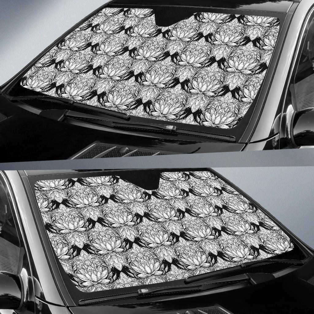 Lotus Mandala Print Pattern Car Sun Shade For Windshield