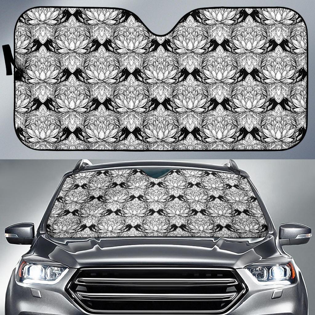 Lotus Mandala Print Pattern Car Sun Shade For Windshield