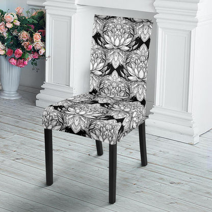 Lotus Mandala Print Pattern Dining Chair Slipcover-JTAMIGO.COM