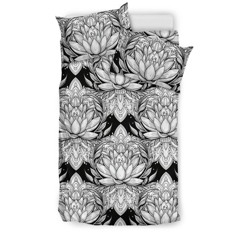 Lotus Mandala Print Pattern Duvet Cover Bedding Set