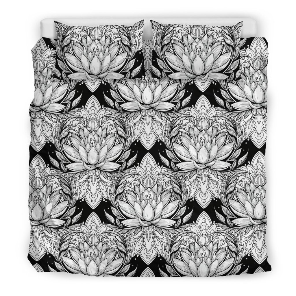 Lotus Mandala Print Pattern Duvet Cover Bedding Set