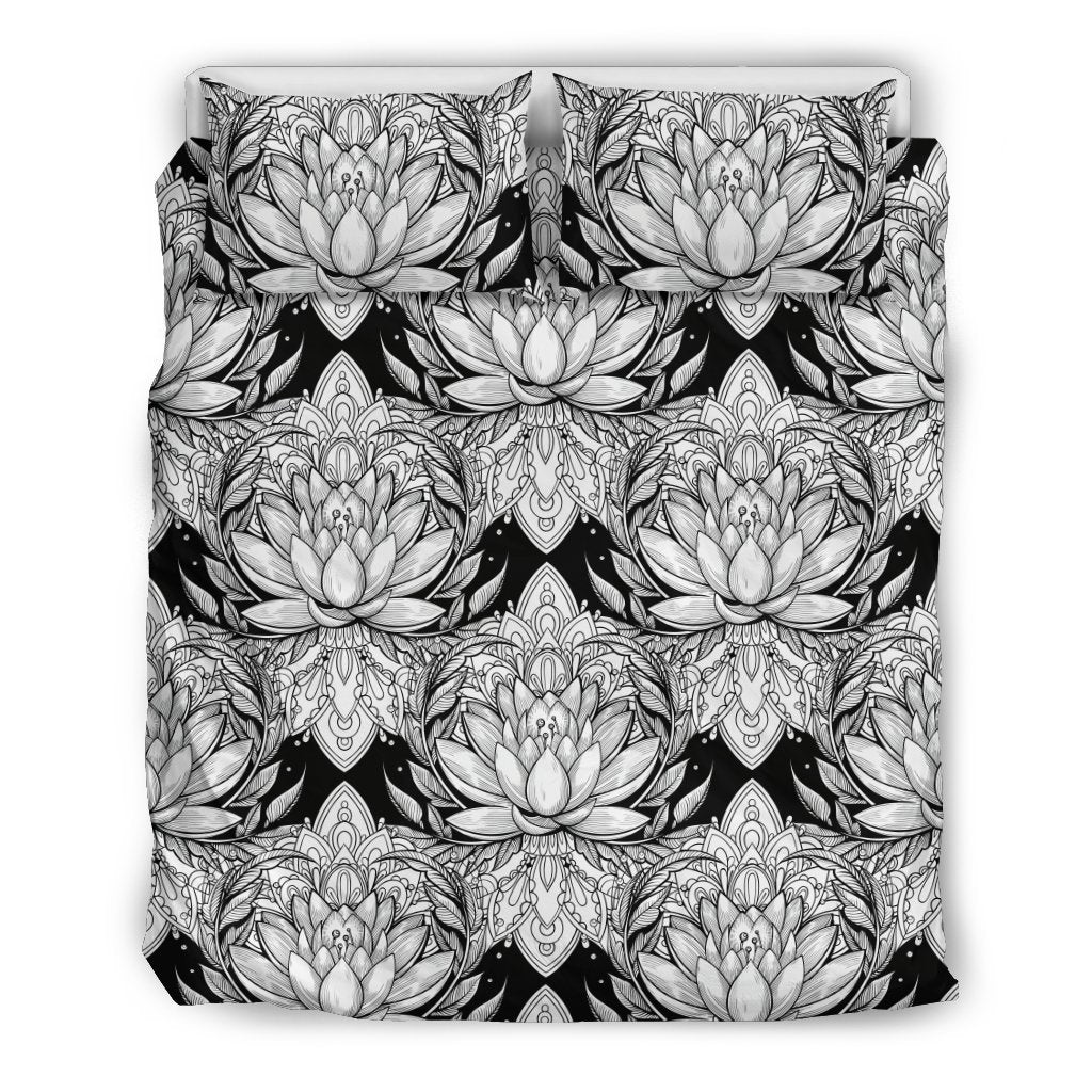 Lotus Mandala Print Pattern Duvet Cover Bedding Set