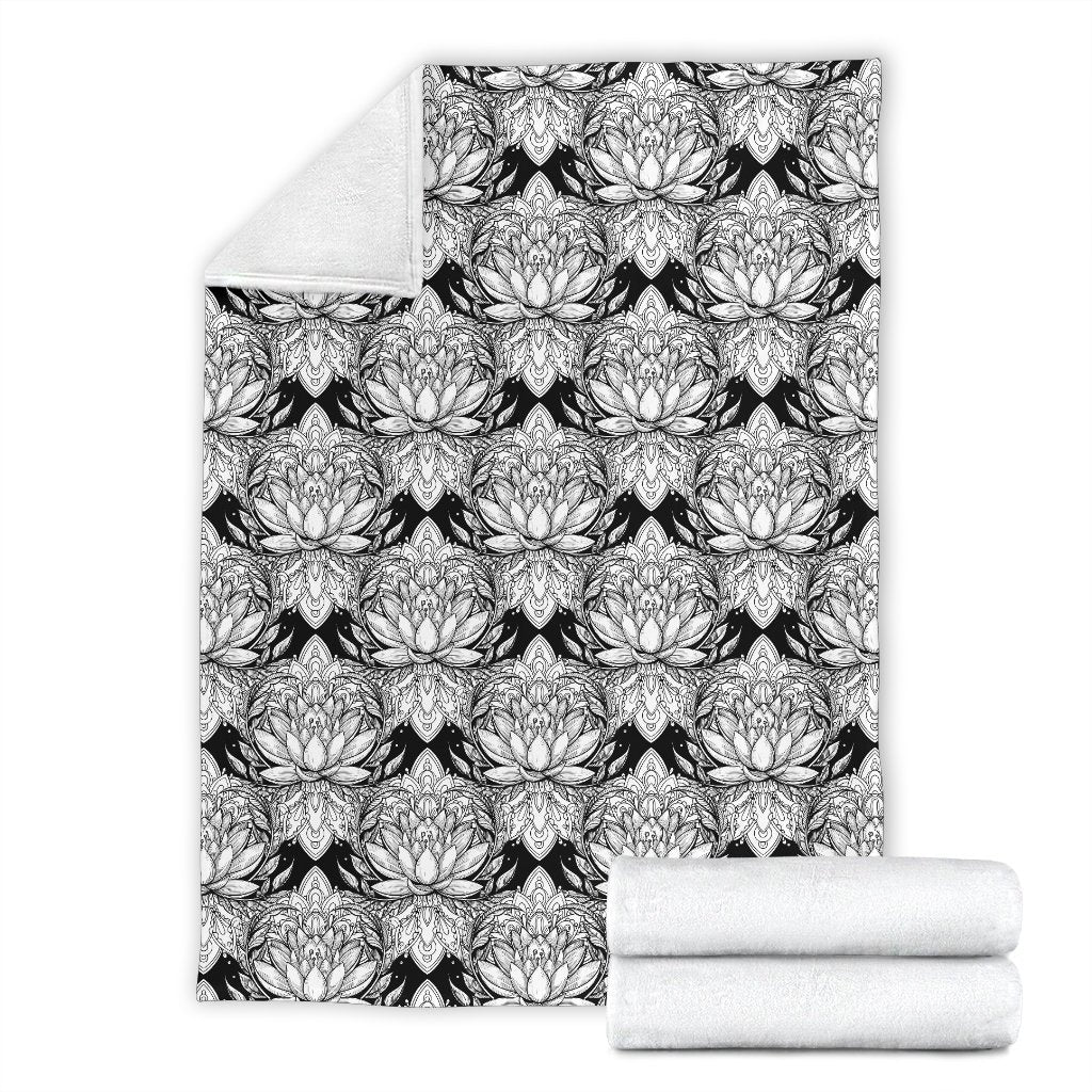 Lotus Mandala Print Pattern Fleece Blanket