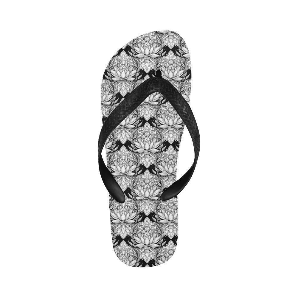 Lotus Mandala Print Pattern Flip Flops-JTAMIGO.COM