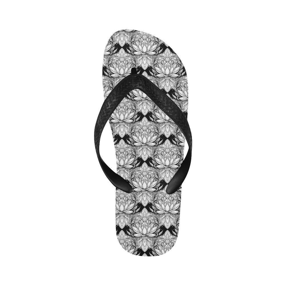 Lotus Mandala Print Pattern Flip Flops-JTAMIGO.COM