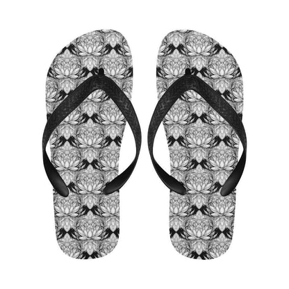 Lotus Mandala Print Pattern Flip Flops-JTAMIGO.COM