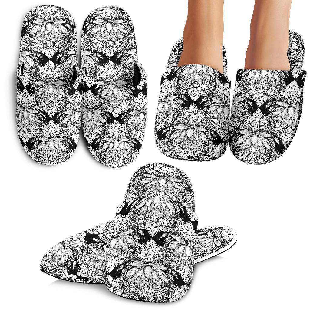 Lotus Mandala Print Pattern House Slippers