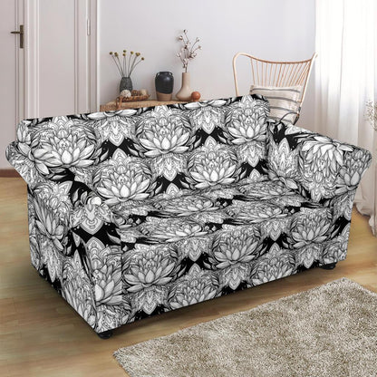Lotus Mandala Print Pattern Loveseat Slipcover-JTAMIGO.COM