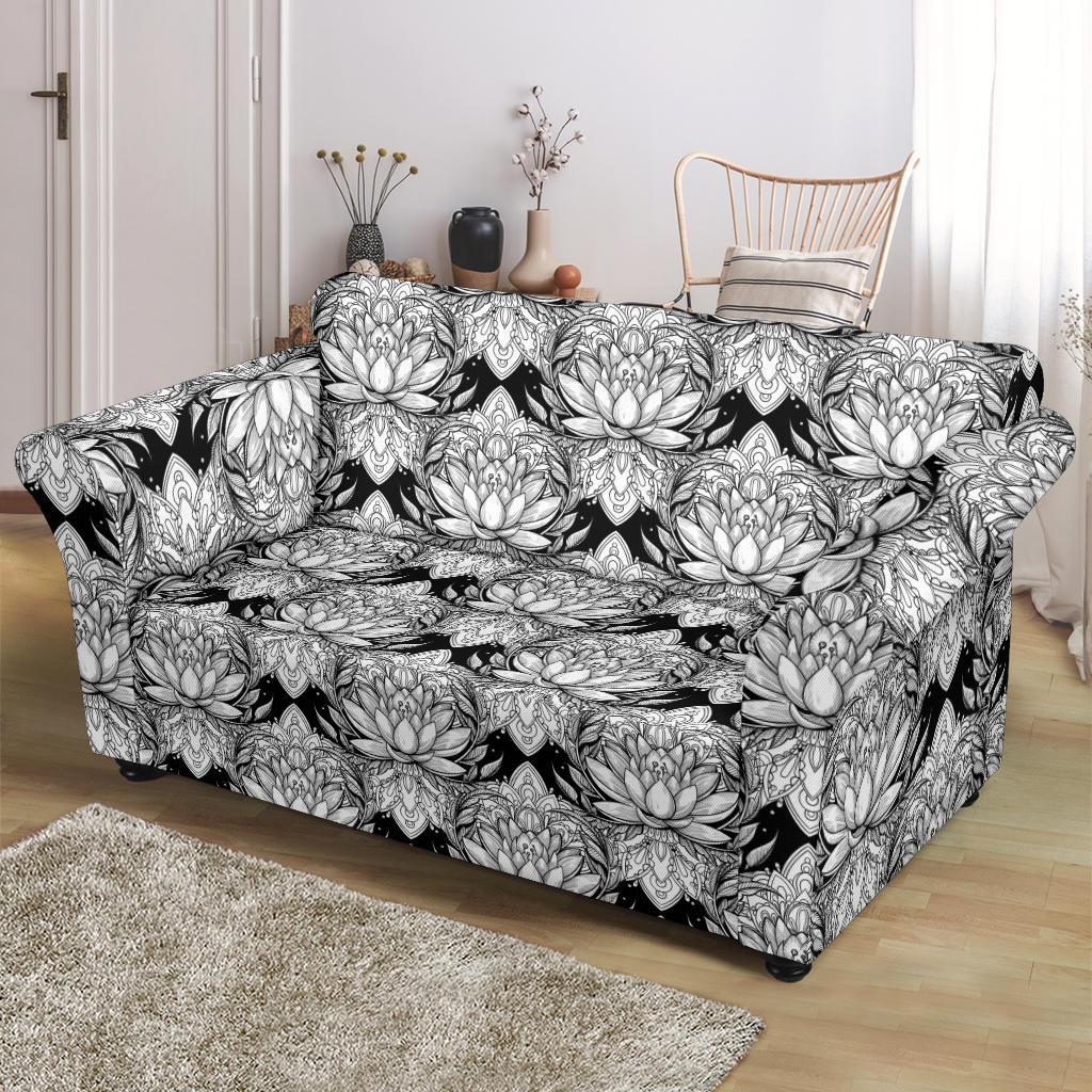 Lotus Mandala Print Pattern Loveseat Slipcover-JTAMIGO.COM