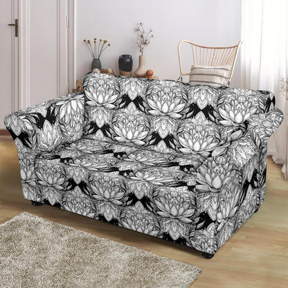 Lotus Mandala Print Pattern Loveseat Slipcover-JTAMIGO.COM