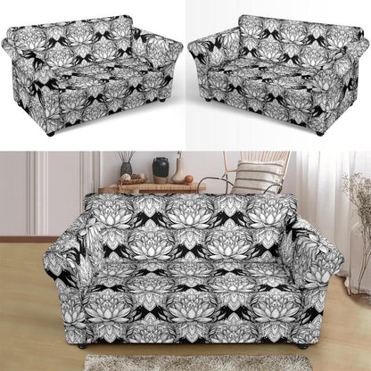Lotus Mandala Print Pattern Loveseat Slipcover-JTAMIGO.COM