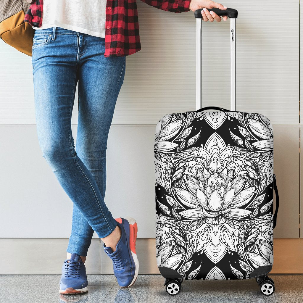 Lotus Mandala Print Pattern Luggage Cover Protector