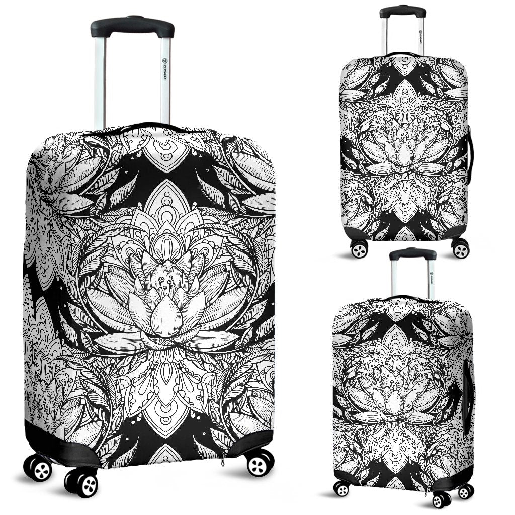 Lotus Mandala Print Pattern Luggage Cover Protector
