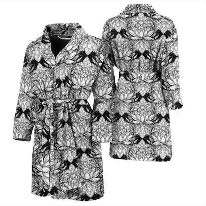 Lotus Mandala Print Pattern Men Bath Robe-JTAMIGO.COM