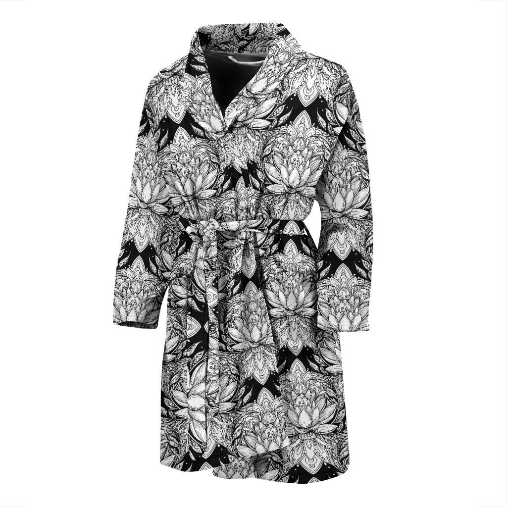 Lotus Mandala Print Pattern Men Bath Robe-JTAMIGO.COM
