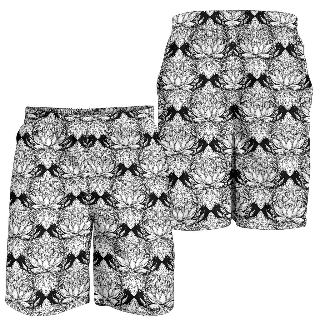 Lotus Mandala Print Pattern Mens Shorts-JTAMIGO.COM