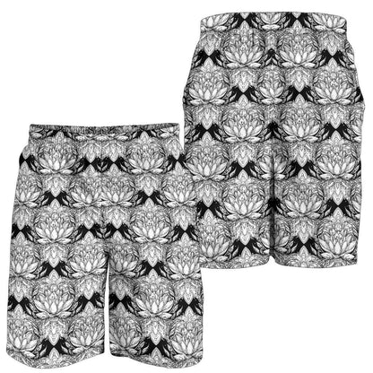 Lotus Mandala Print Pattern Mens Shorts-JTAMIGO.COM