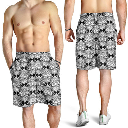 Lotus Mandala Print Pattern Mens Shorts-JTAMIGO.COM