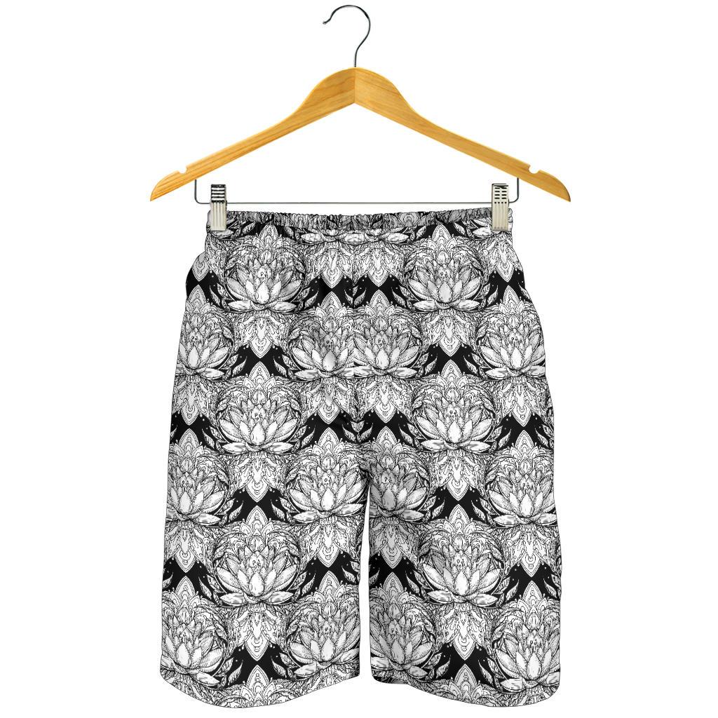 Lotus Mandala Print Pattern Mens Shorts-JTAMIGO.COM