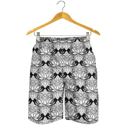 Lotus Mandala Print Pattern Mens Shorts-JTAMIGO.COM