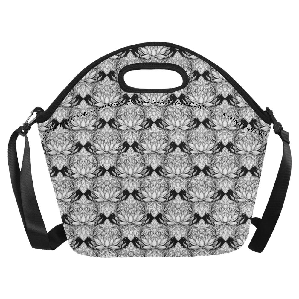 Lotus Mandala Print Pattern Neoprene Lunch Bag (Model 1669)(Large)-JTAMIGO.COM