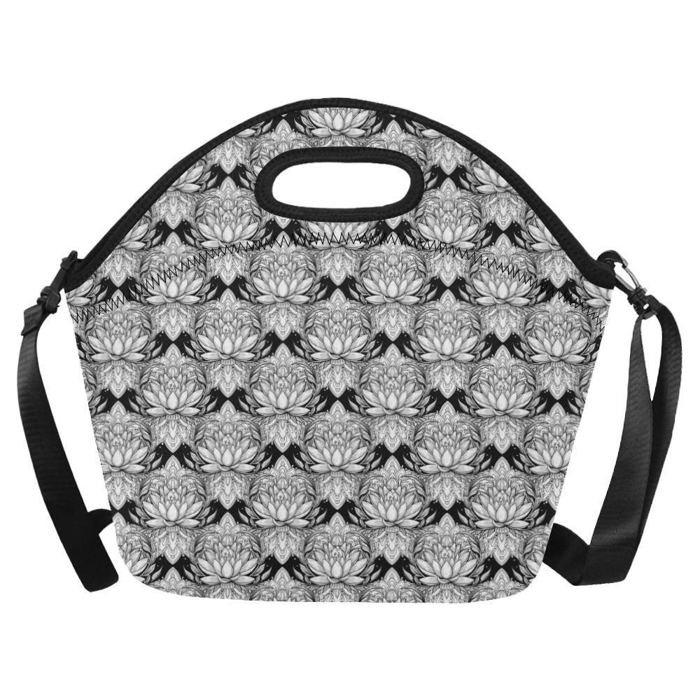 Lotus Mandala Print Pattern Neoprene Lunch Bag (Model 1669)(Large)-JTAMIGO.COM
