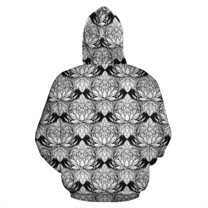 Lotus Mandala Print Pattern Pullover Hoodie
