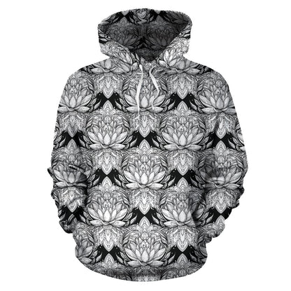 Lotus Mandala Print Pattern Pullover Hoodie